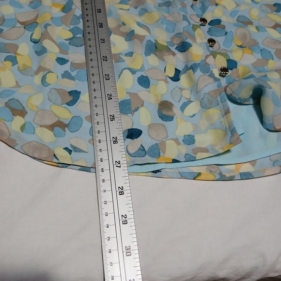 DKNY Women's XL Long Sleeve Ruffle Neck Button Down Blouse Top - Picture 6 of 7